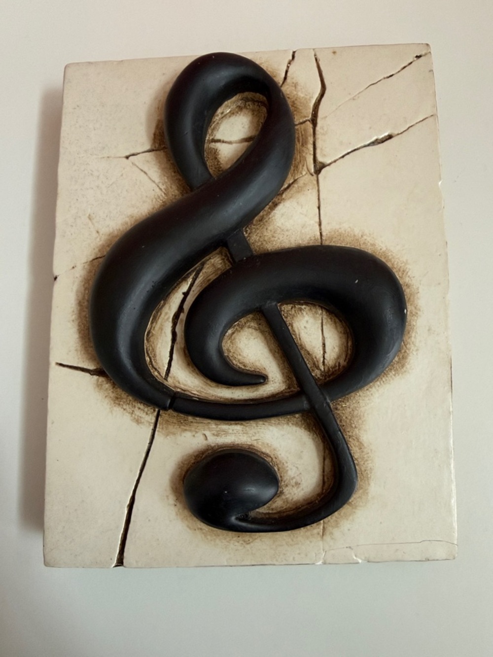 Sid Dickens Black Treble Clef Relief on Cream Plaque - Retired